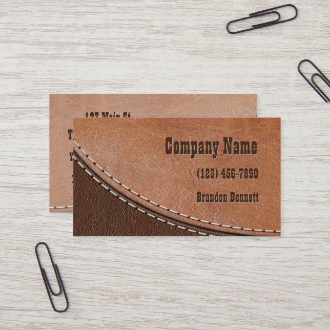 Stitched Leather Interior Design Business Card (Front/Back In Situ)