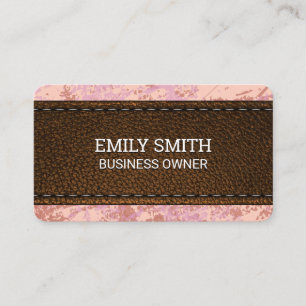 Stitched Leather Texture   Pink Stylish Texture Business Card