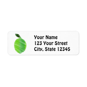 Stitched Lime Design Return Address Label