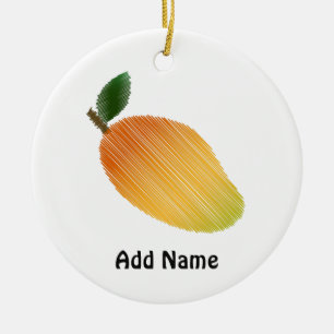 Stitched mango design ceramic ornament
