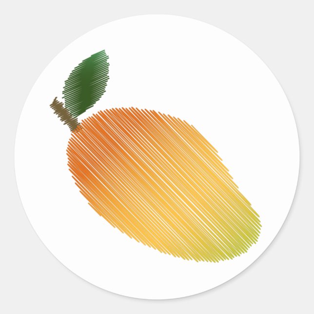 Stitched mango design classic round sticker (Front)