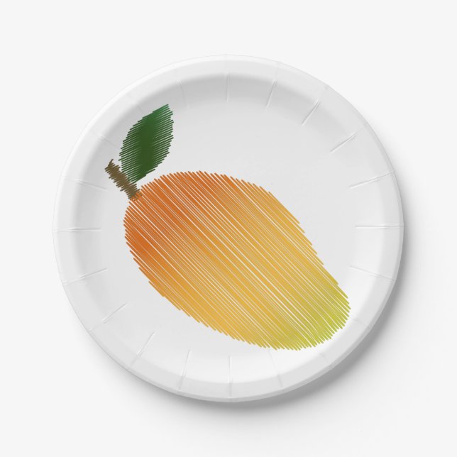 Stitched mango design paper plate (Front)