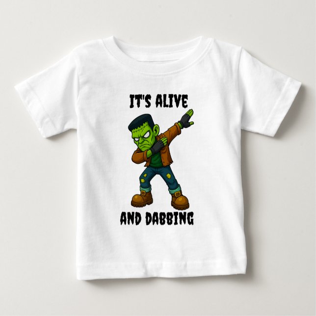 Stitched Monster is alive and dabs for Halloween Baby T-Shirt (Front)