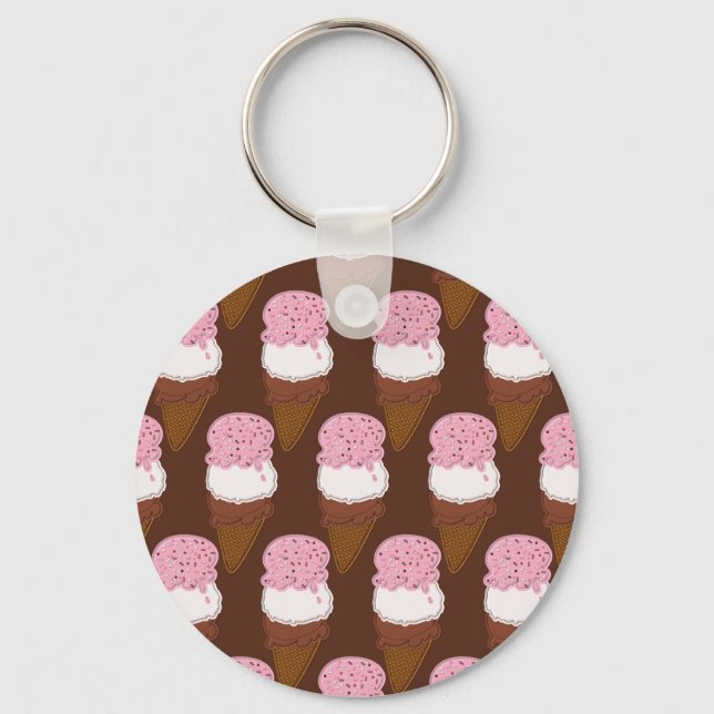 Stitched-Neapolitan-Ice-Cream-Cones-2-KEY CHAIN Key Ring (Front)