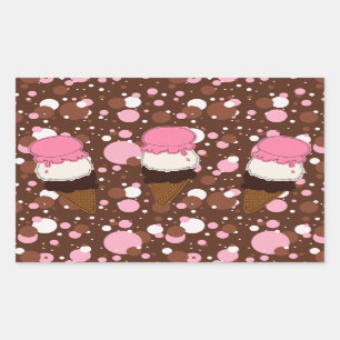 Stitched Neapolitan Ice Cream Trio 1-Rect Stickers