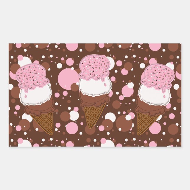 Stitched Neapolitan Ice Cream Trio 2-Rect Stickers (Front)