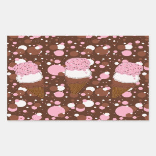 Stitched Neapolitan Ice Cream Trio 2-Rect Stickers