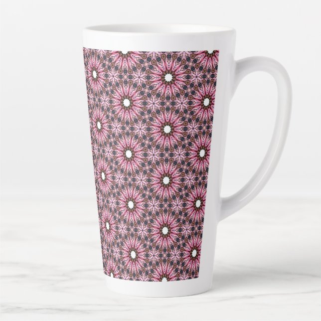 Stitched Pink Feather Boho  Latte Mug (Right)
