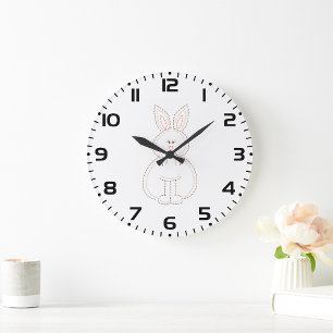 Stitched Rabbit  Large Clock