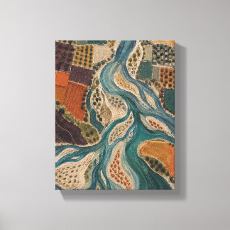 Stitched River Delta | Modern Textile Abstract Canvas Print