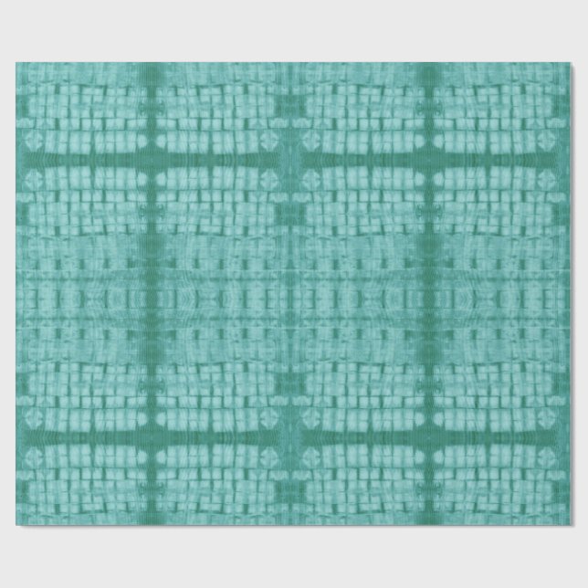 Stitched Shibori Repeat Teal Wrapping Paper (Flat)