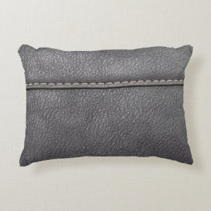 Stitched Sophistication: Black Leather Luxury Decorative Cushion