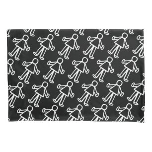 Stitched Stick Figure Character   Cute Minimalist  Pillowcase