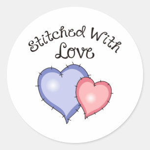 STITCHED WITH LOVE CLASSIC ROUND STICKER