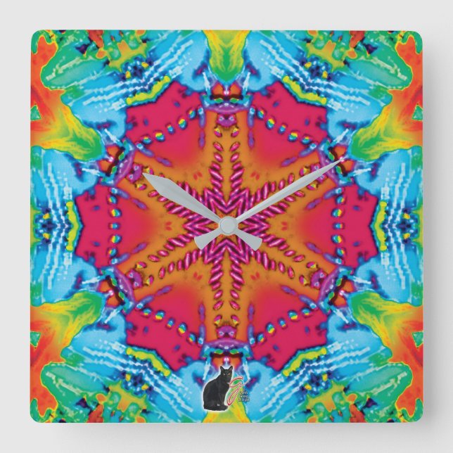 Stitches Kaleidoscope Square Wall Clock (Front)