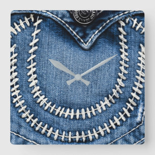Stitches on Jeans Pocket Square Wall Clock