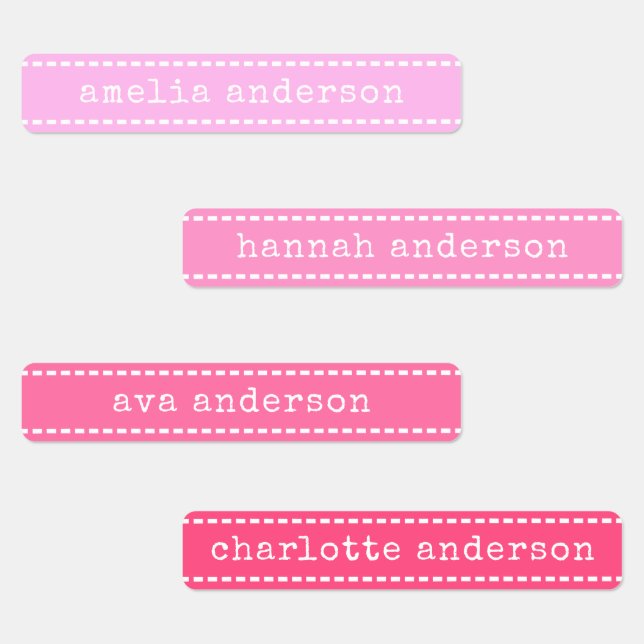 Stitches Pretty Pink Girls Waterproof Name Label (Group)