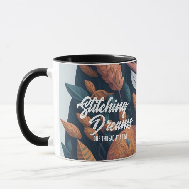Stitching Dreams - deer birds flowers Mug (Left)