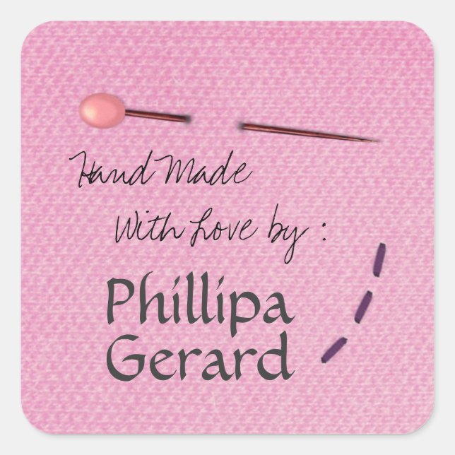 Stitching Hand-Made with Love Sewn Label Sticker (Front)