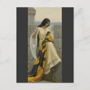 Stitching the Standard by Edmund Leighton, c. 1911 Postcard