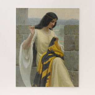 Stitching the Standard Flag (Mediaeval Woman) Jigsaw Puzzle