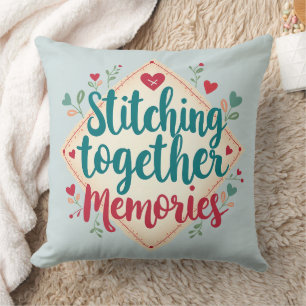 Stitching Together Memories Embroidery Art Cushion