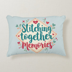 Stitching Together Memories Embroidery Art Decorative Cushion