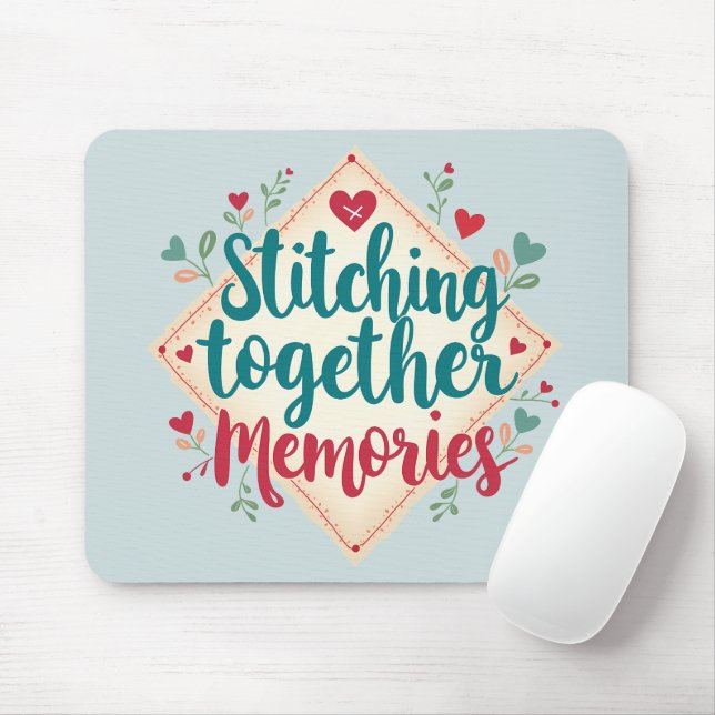 Stitching Together Memories Embroidery Art Mouse Pad (With Mouse)
