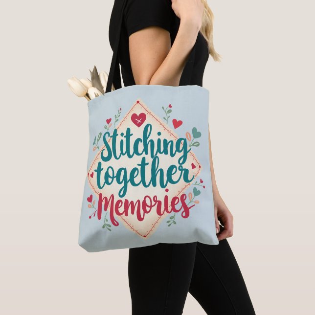 Stitching Together Memories Embroidery Art Tote Bag (Close Up)