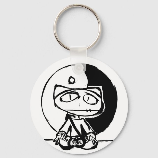 "Stitchlip Meditating w' Yin Yang"  By Levi G. Key Ring (Front)