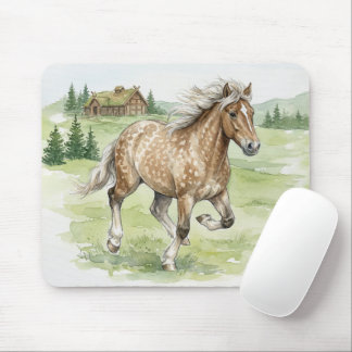 Stjarna Icelandic Horse Galloping in meadow Mouse Pad