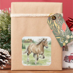 Stjarna Icelandic Horse Galloping in meadow Square Sticker