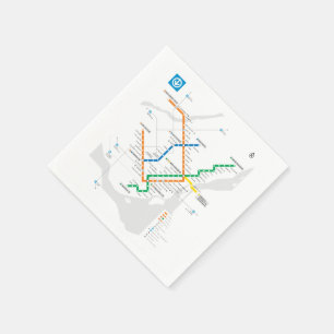 STM Montreal Metro Subway Map light white HD Napkin