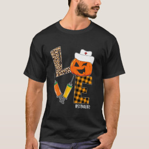 STNA Nurse Halloween Pumpkin Leopard Love Nurse Li T-Shirt