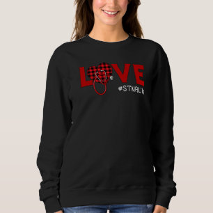 Stna Nurse Plaid Red Love Heart Stethoscope Rn Nur Sweatshirt