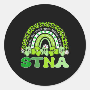 Stna St Patrick's Day Rainbow Boho Retro Nurse Classic Round Sticker