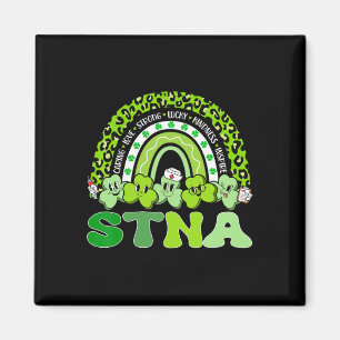 Stna St Patrick's Day Rainbow Boho Retro Nurse  Magnet