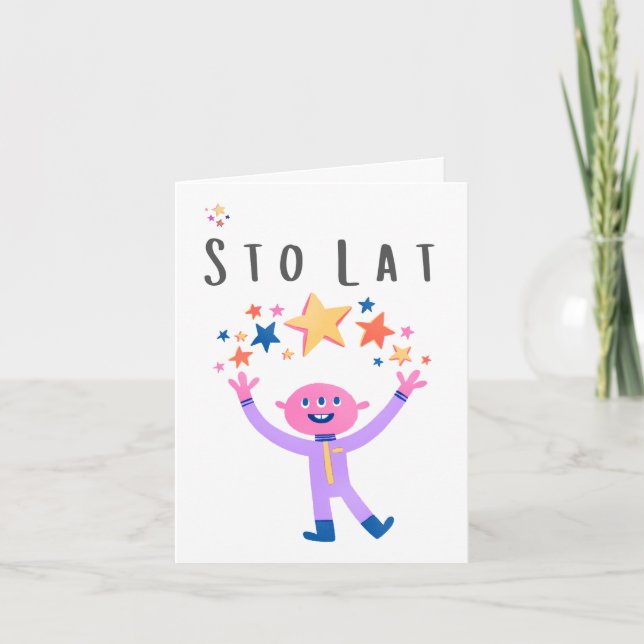 Sto lat Polish birthday nameday congratulations  Card (Front)