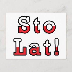 Sto Lat Polish Flag Postcard