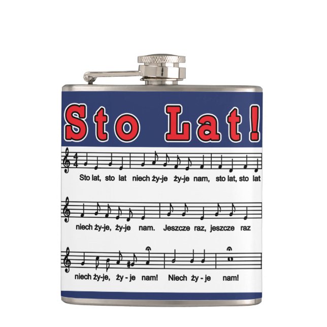 Sto Lat! Song Hip Flask (Front)