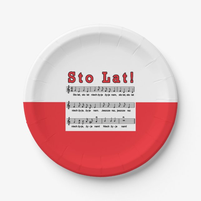 Sto Lat! Song Paper Plate (Front)