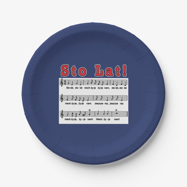 Sto Lat! Song Paper Plate (Front)