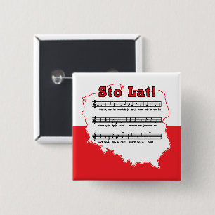 Sto Lat! Song Polish Map 15 Cm Square Badge