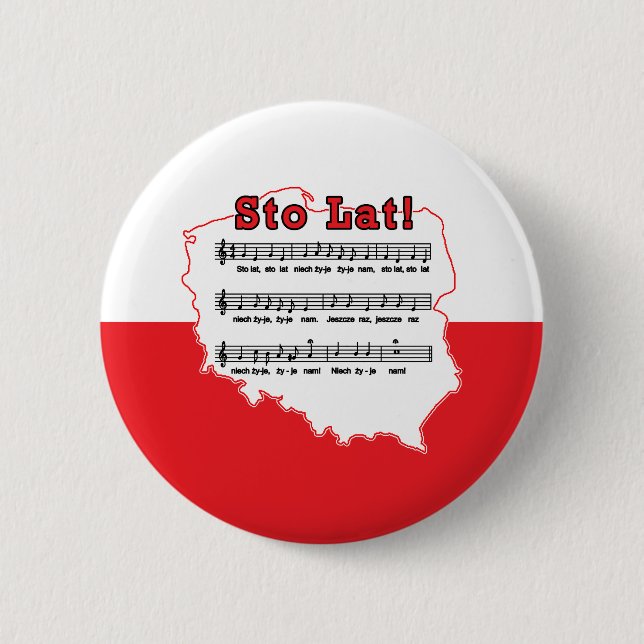 Sto Lat! Song Polish Map 6 Cm Round Badge (Front)