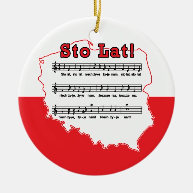 Sto Lat! Song Polish Map Ceramic Ornament (Front)