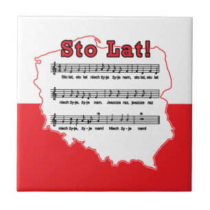 Sto Lat! Song Polish Map Ceramic Tile