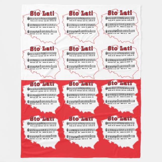 Sto Lat! Song Polish Map Fleece Blanket (Front)