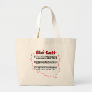 Sto Lat! Song Polish Map Large Tote Bag