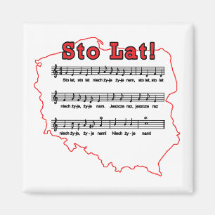 Sto Lat! Song Polish Map Magnet