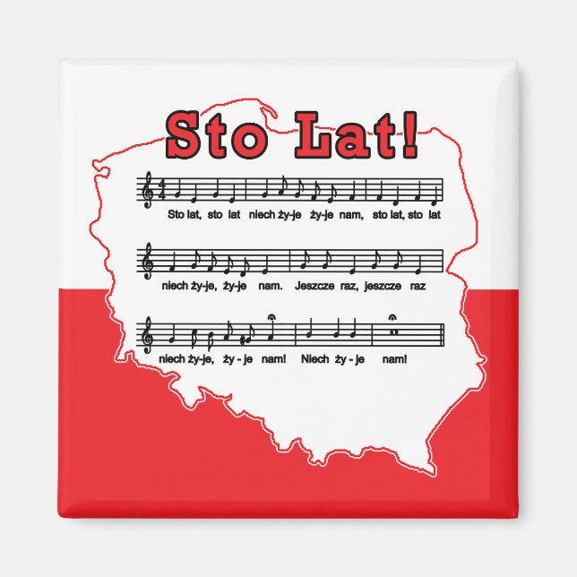 Sto Lat! Song Polish Map Magnet (Front)